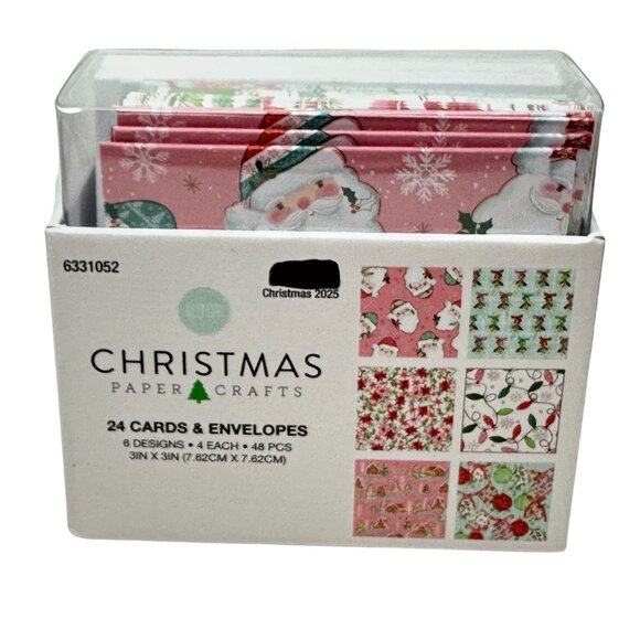Christmas Paper Crafts Set Pink Holiday Scrapbook Holiday Packs Cards Washi Tape - Picture 6 of 9
